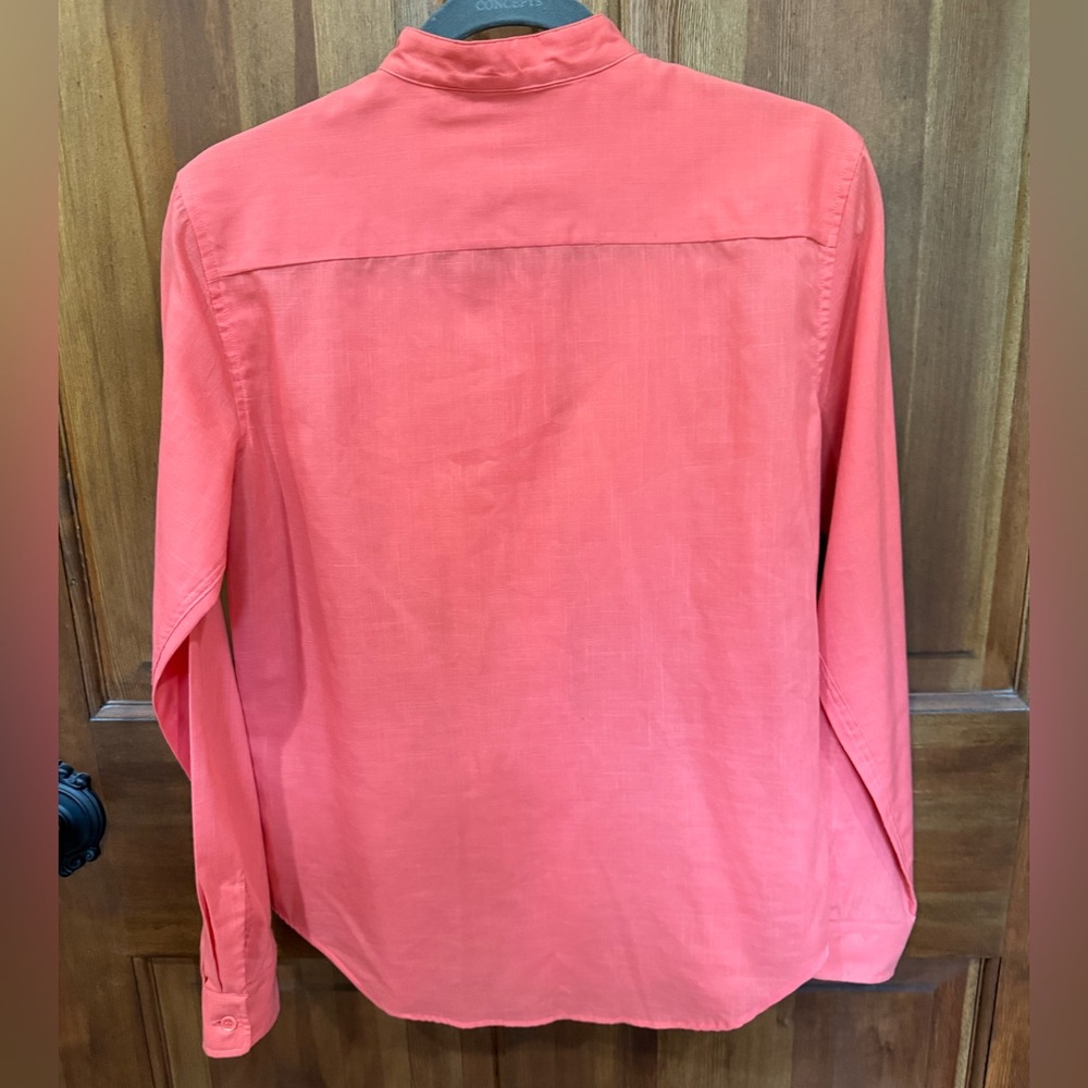 Peter Ashley Women's Coral Button-Up Blouse - Picture 4 of 5